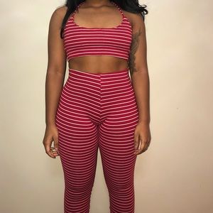 Comfy Red Striped Set 🤍❤️